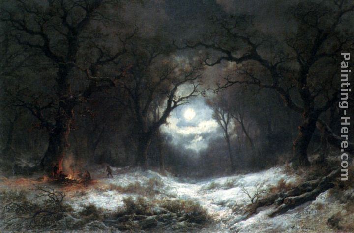 Remigius Adriannus van Haanen A Moonlit Winter Landscape